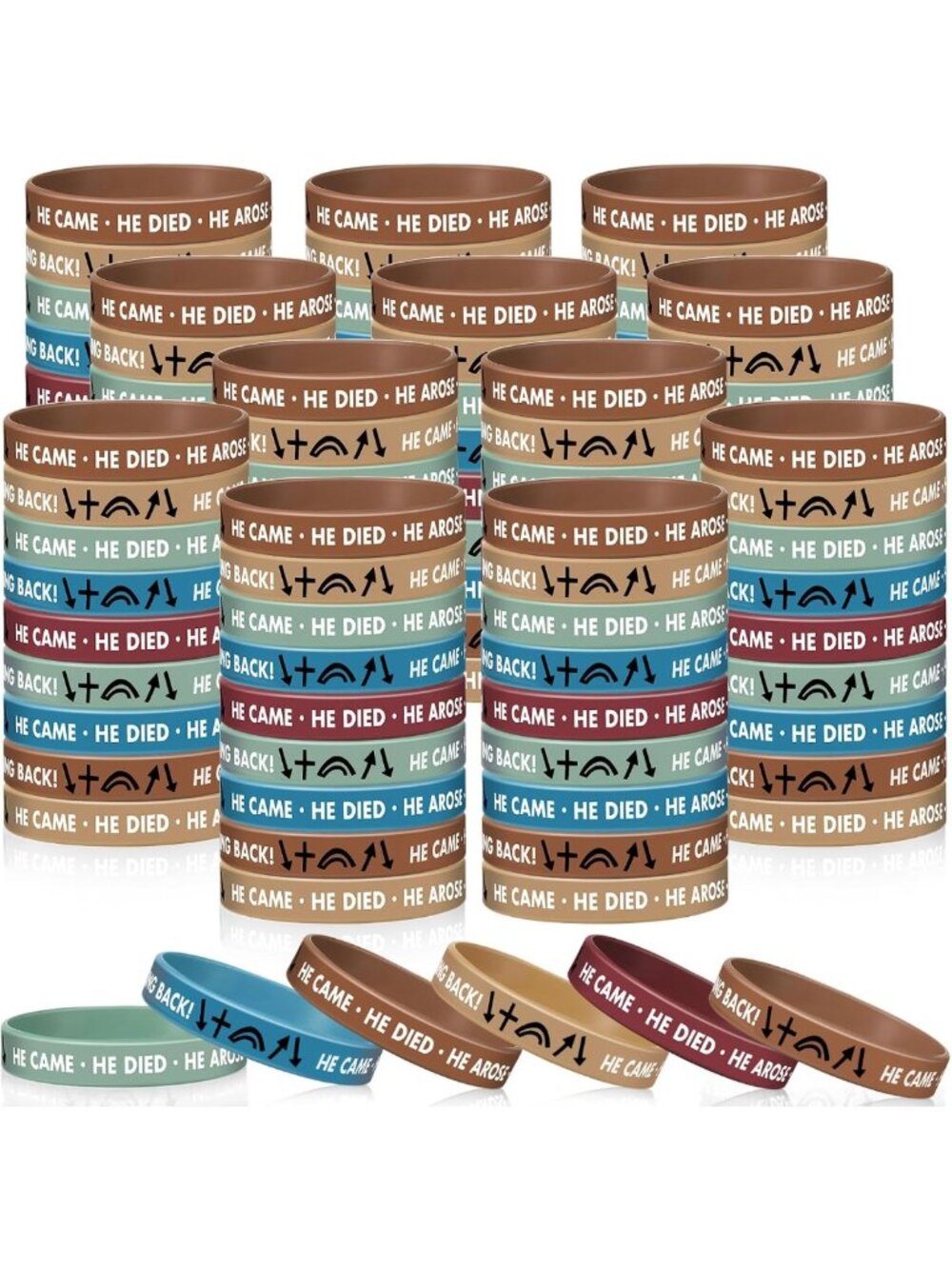 200 Pcs Christian Easter Bracelets - Gospel Message Wristbands for Faith